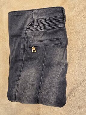 Balmain Skinny Moto Jeans Gray Made In France 36x30
